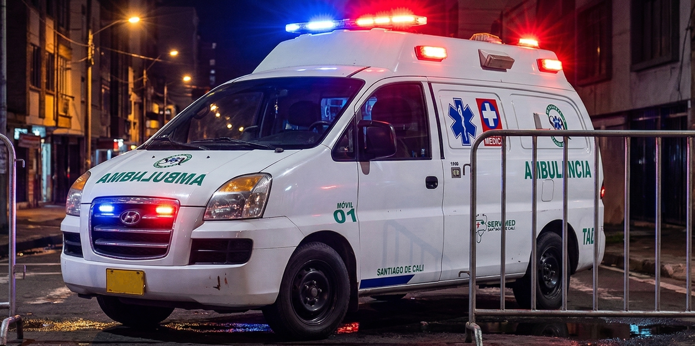 Ambulancia básica en Cali noche